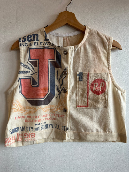 Trash Textiles - Handmade Vintage Feedsack Blouse - La Lovely Vintage 