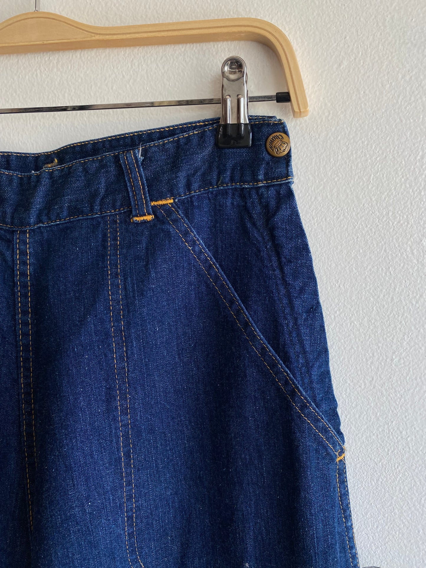 Vintage 1940/1950’s Crown One-Wash Denim Side Zip Jeans - La Lovely Vintage 