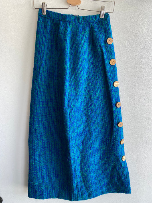 Vintage 1960’s Wool Side Button Midi Skirt - La Lovely Vintage 