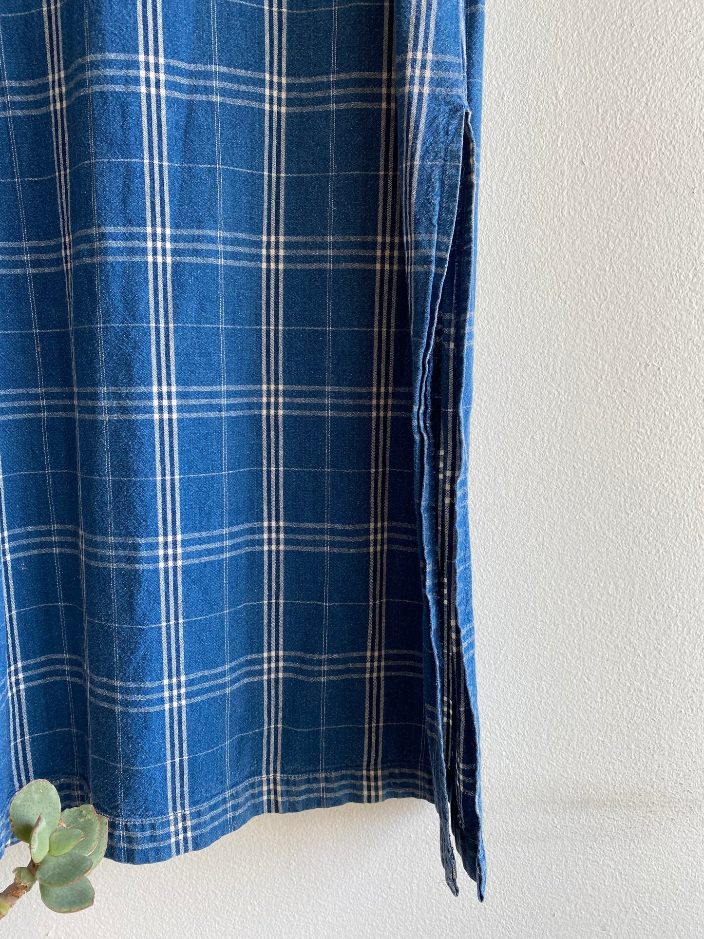 Vintage 90's Plaid Print Denim Maxi Dress