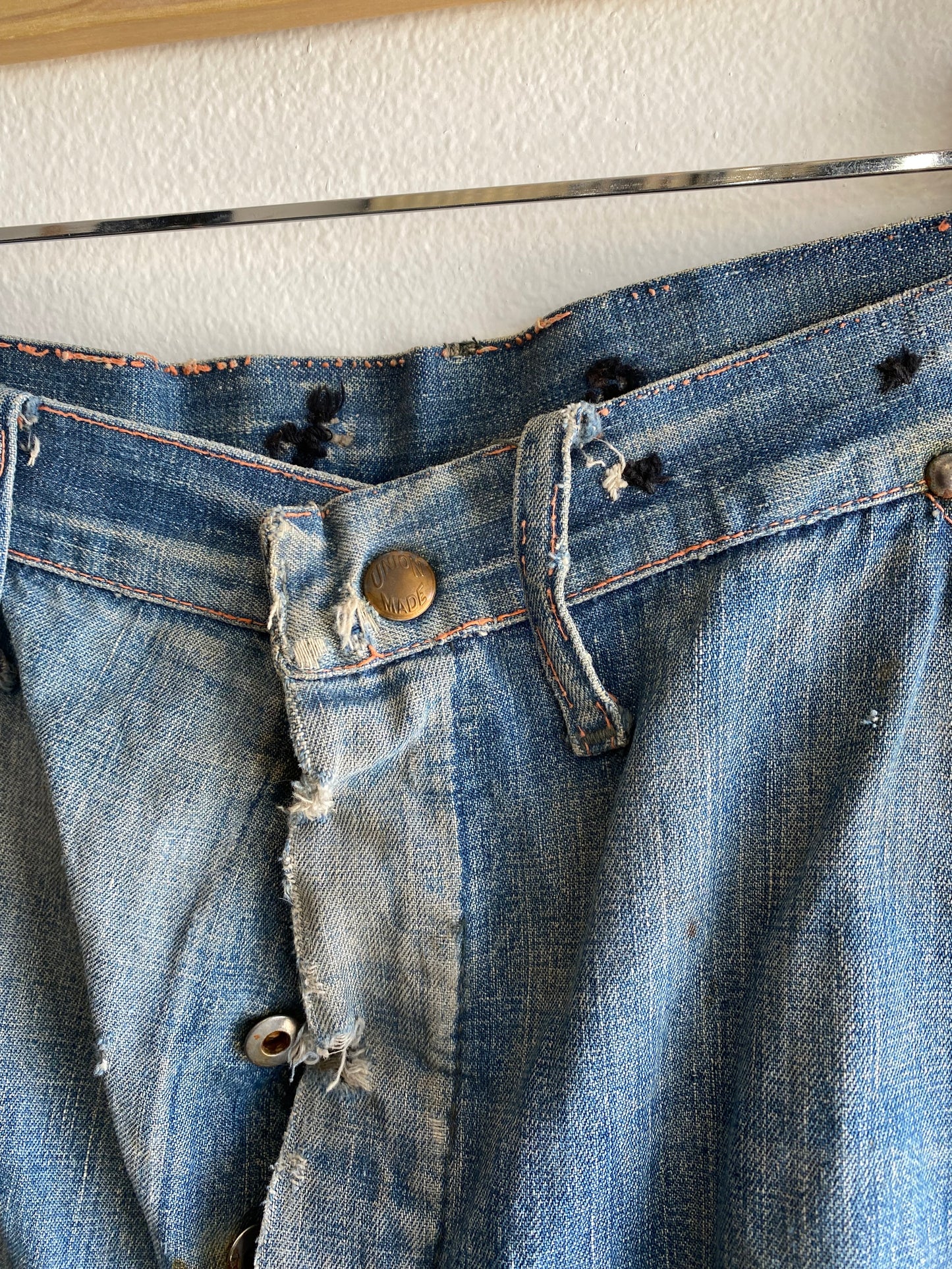 Vintage 1940’s Donut Button Farm Repair Denim Shorts
