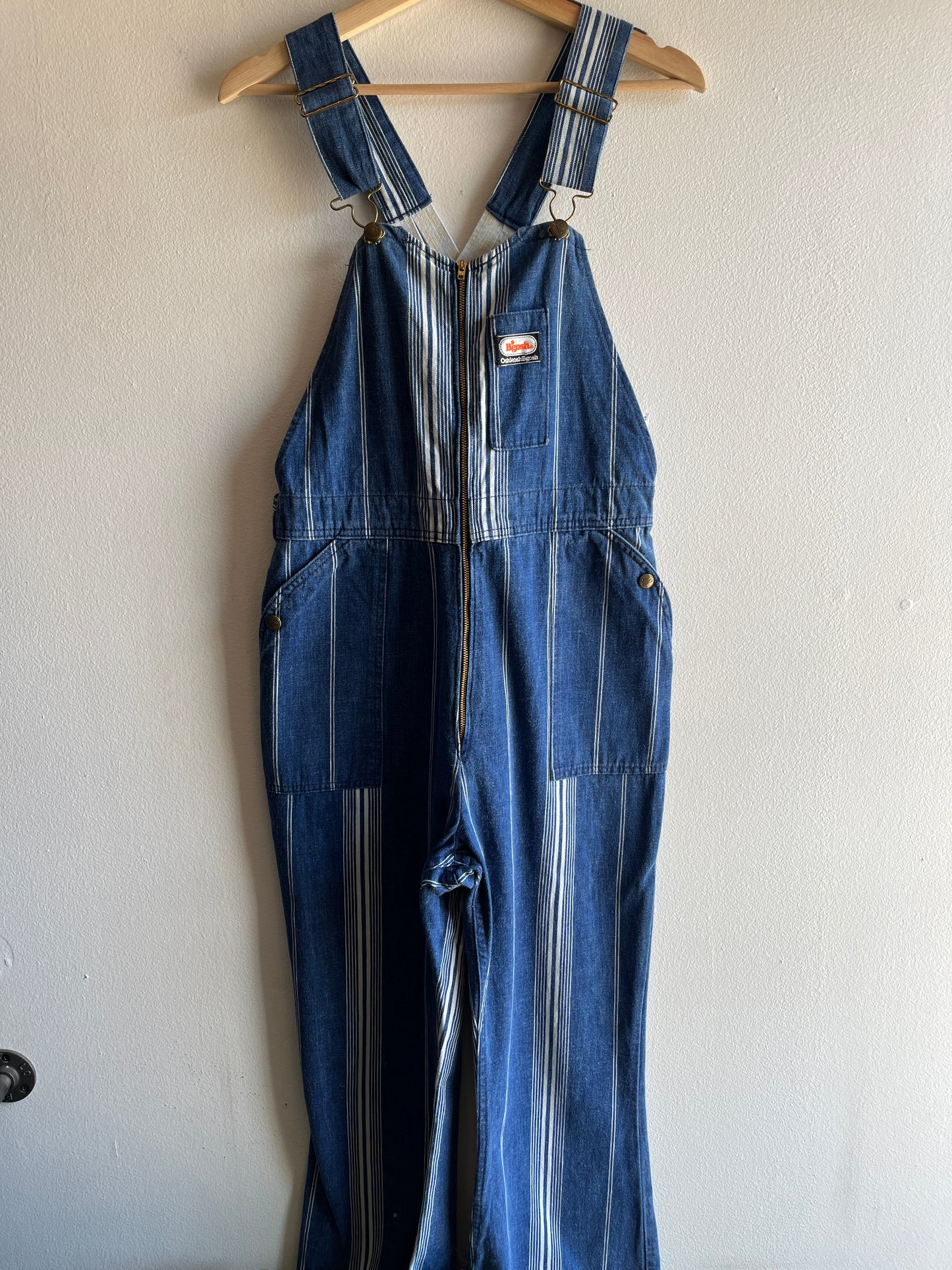 Vintage 1970’s Osh Kosh Striped Denim Low-Back Overalls