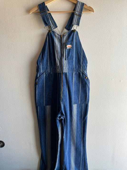 Vintage 1970’s Osh Kosh Striped Denim Low-Back Overalls