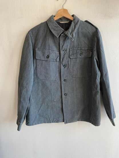 Vintage 1950’s Swiss Salt and Pepper Denim Military Shirt