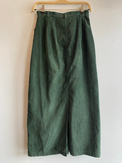 Vintage 90's Green Corduroy Maxi Skirt
