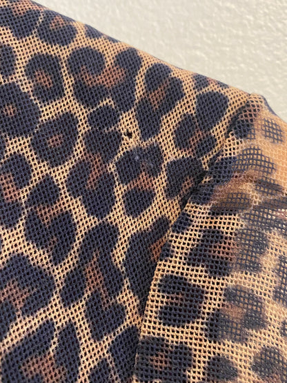 Vintage 90's Pssst! Long Sleeve Leopard Print Mesh Top - La Lovely Vintage 