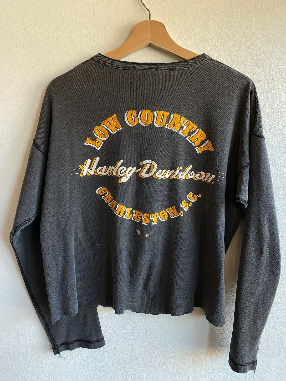 Vintage 1980’s Harley Davidson Cropped Thermal Shirt