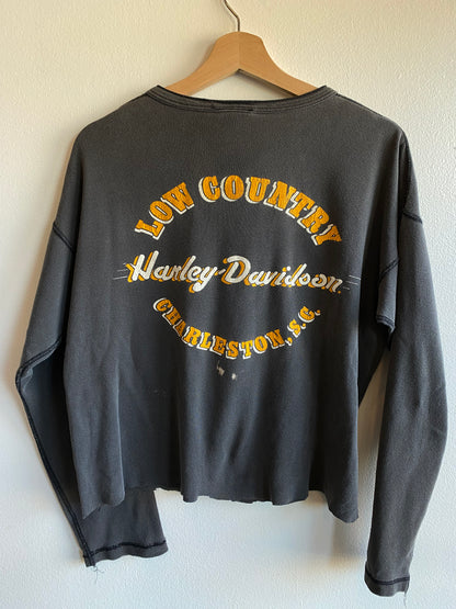 Vintage 1980’s Harley Davidson Cropped Thermal Shirt