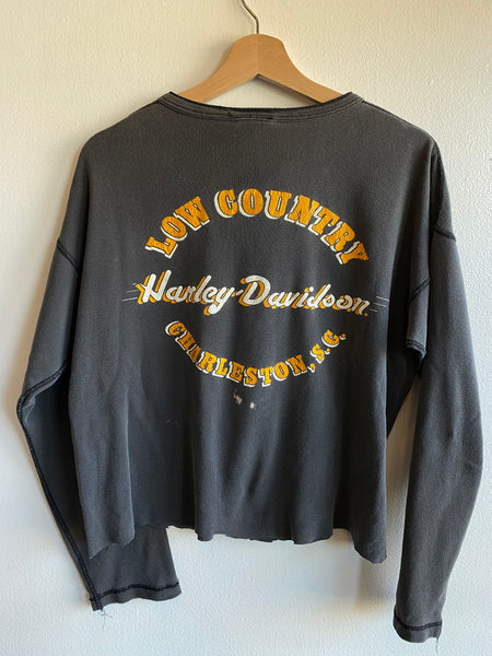 Vintage 1980’s Harley Davidson Cropped Thermal Shirt