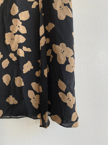 Vintage 90's Alfani Black and Brown Floral Midi Skirt - La Lovely Vintage 