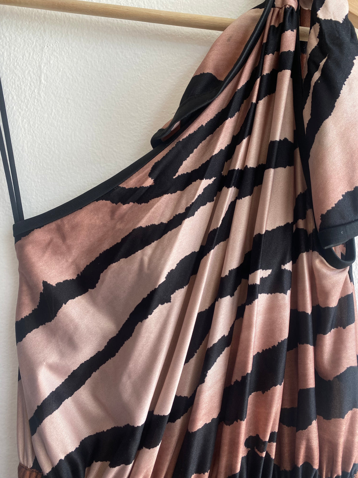 70s off the shoulder animal print romper - La Lovely Vintage 