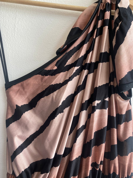 70s off the shoulder animal print romper - La Lovely Vintage 