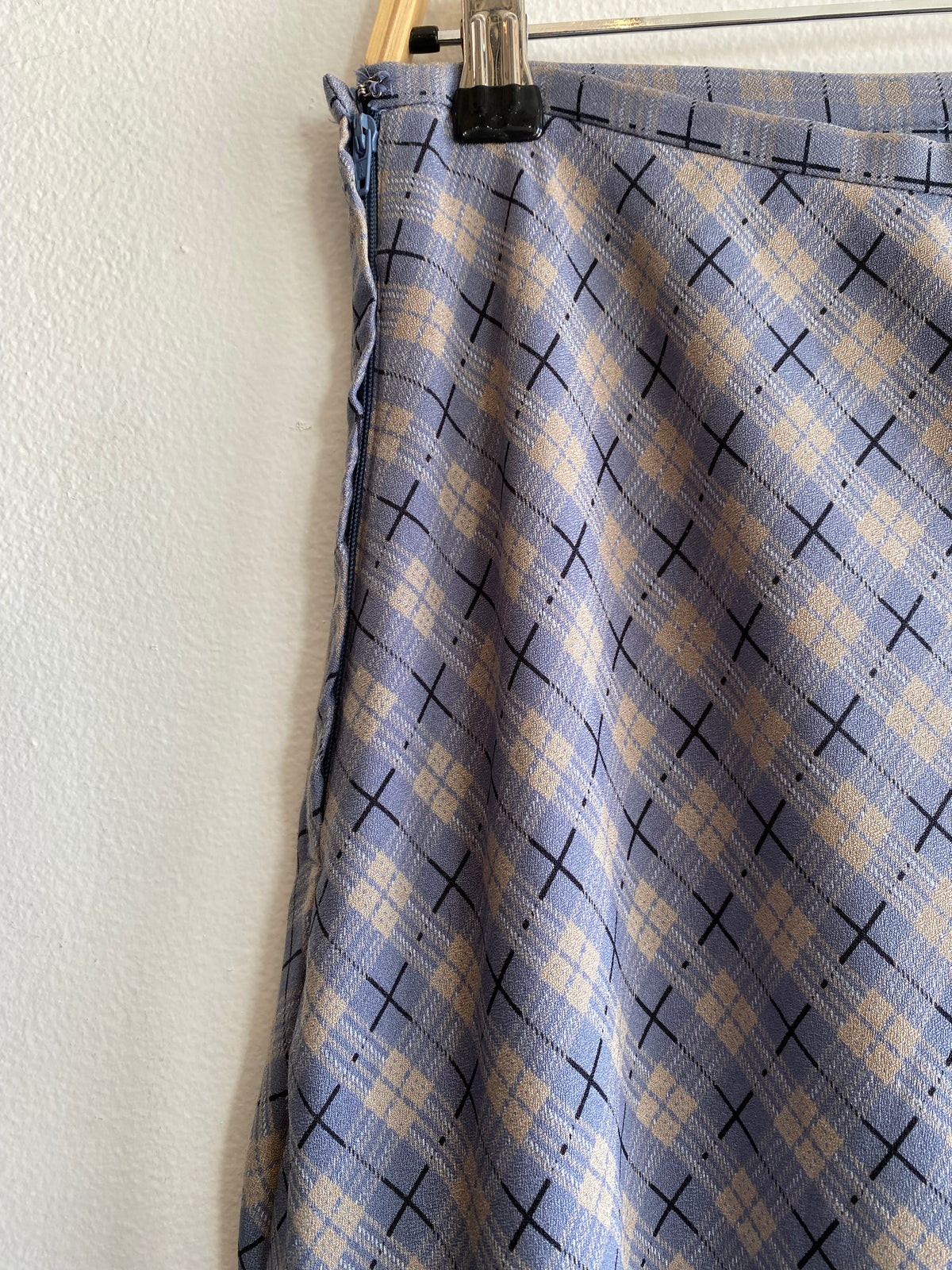 Vintage 90's Norton McNaughton Blue Plaid Midi Skirt