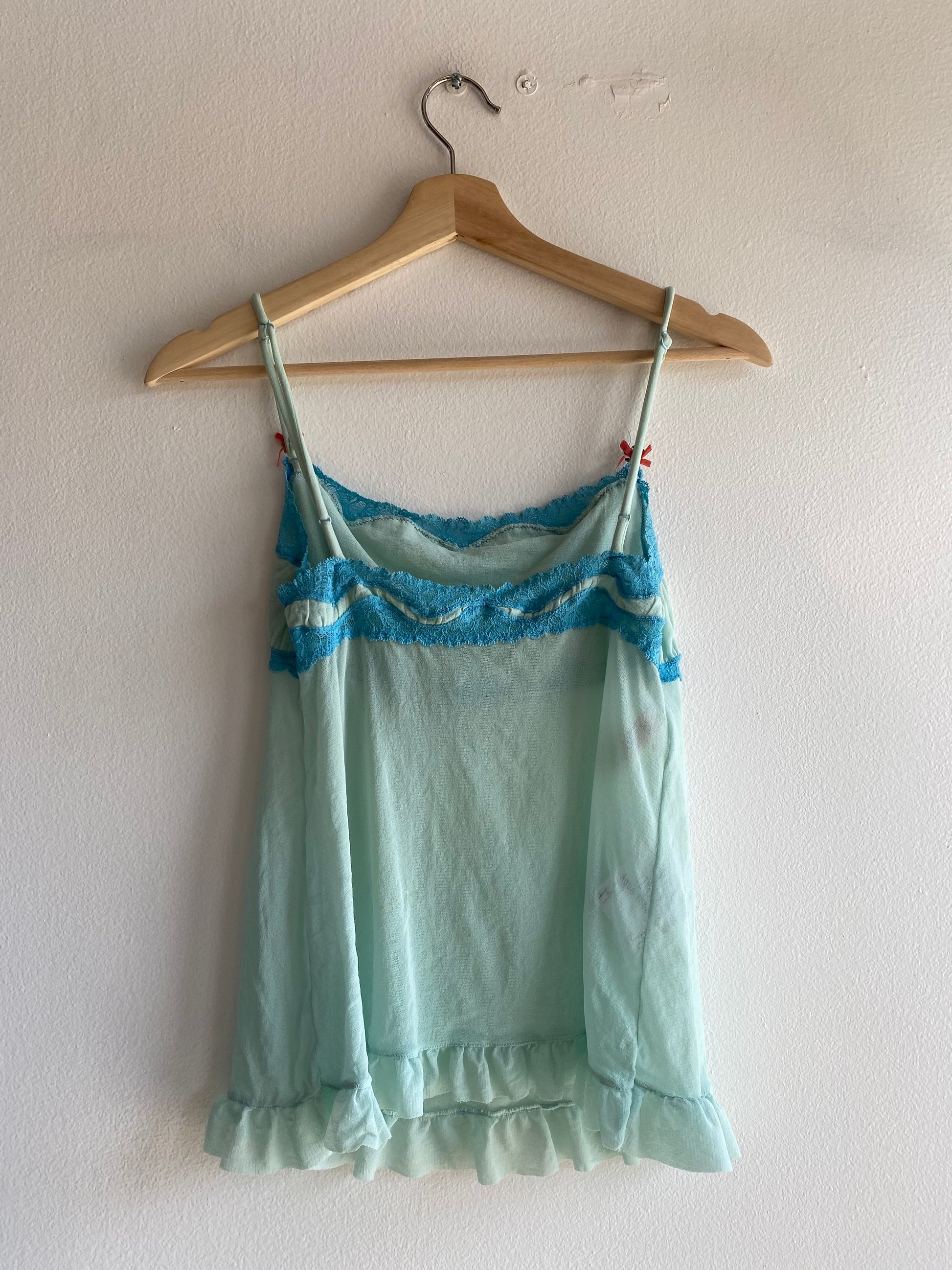 Vintage Y2K Victoria's Secret Angels Aqua Mesh Cami - La Lovely Vintage 