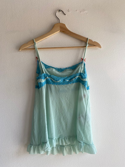 Vintage Y2K Victoria's Secret Angels Aqua Mesh Cami - La Lovely Vintage 