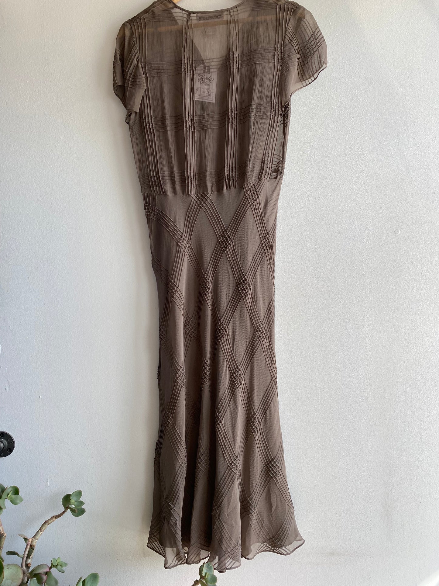 Vintage 90's Calvin Klein Grey Silk Maxi Dress - La Lovely Vintage 