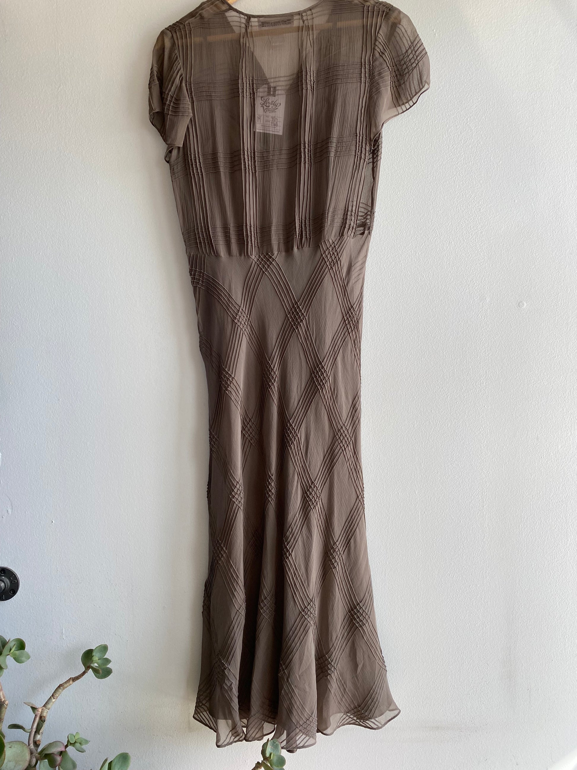 Vintage 90's Calvin Klein Grey Silk Maxi Dress - La Lovely Vintage 