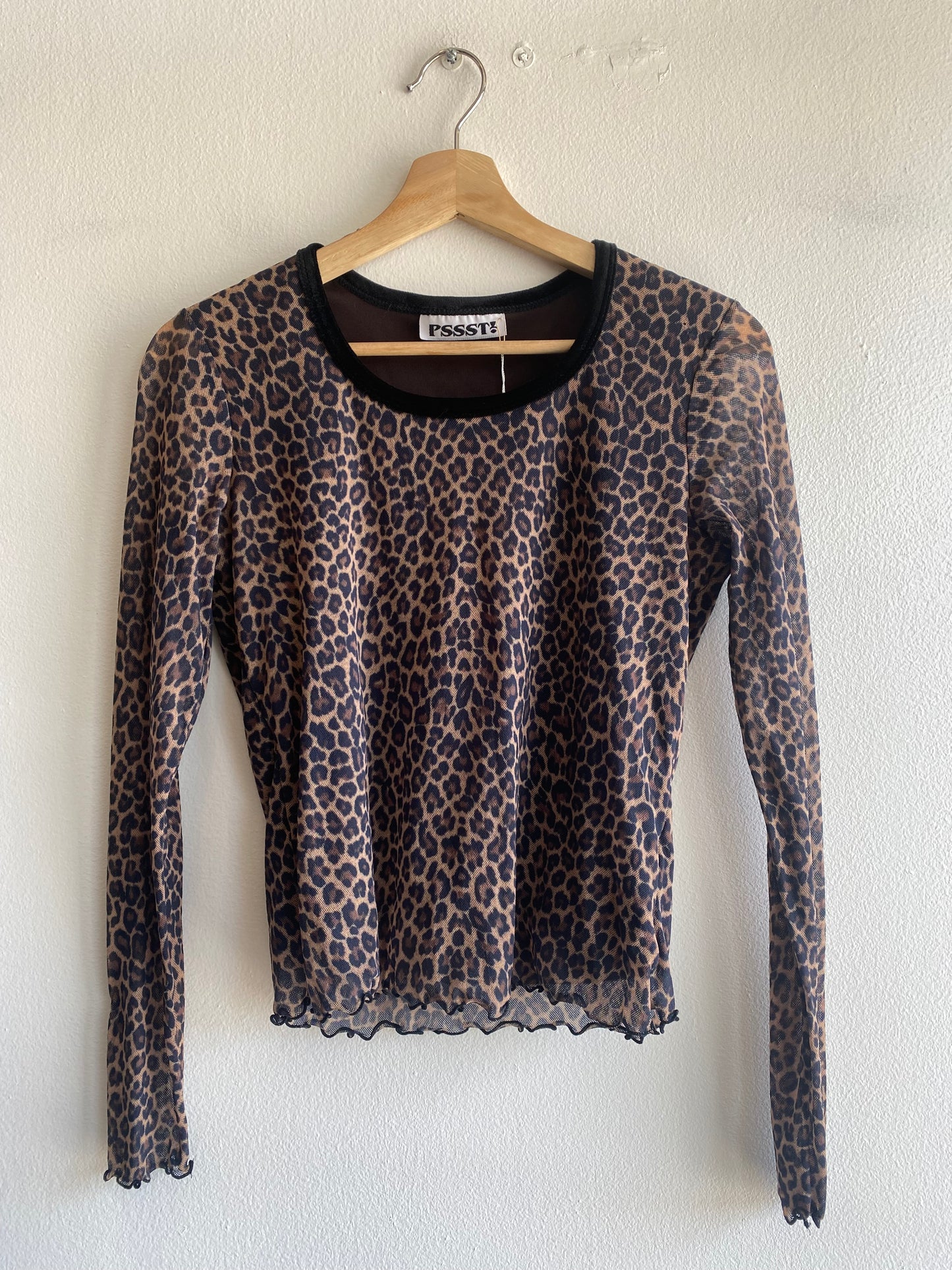 Vintage 90's Pssst! Long Sleeve Leopard Print Mesh Top - La Lovely Vintage 