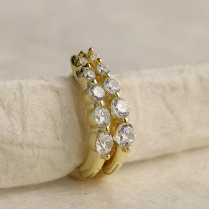 Dainty Gradient Stone Huggie Hoops - La Lovely Vintage 