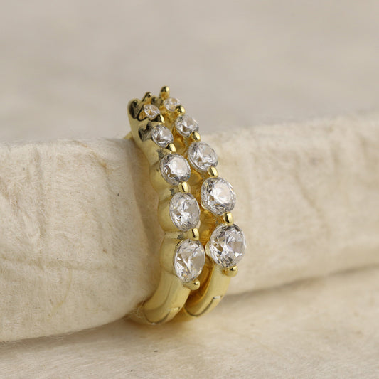 Dainty Gradient Stone Huggie Hoops - La Lovely Vintage 