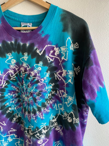 Vintage 1990 Grateful Dead “Skeleton Spiral” Tie Dye T-Shirt