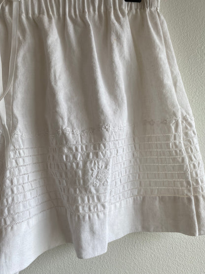Handmade Vintage Floral Tablecloth White Drawstring  Bloomer Shorts
