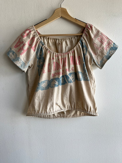 Trash Textiles - Handmade Antique Feedsack Blouse/Shirt