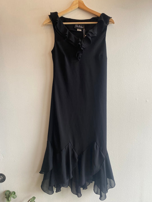 Vintage 90's S.L. Fashions Black Ruffle Dress - La Lovely Vintage 
