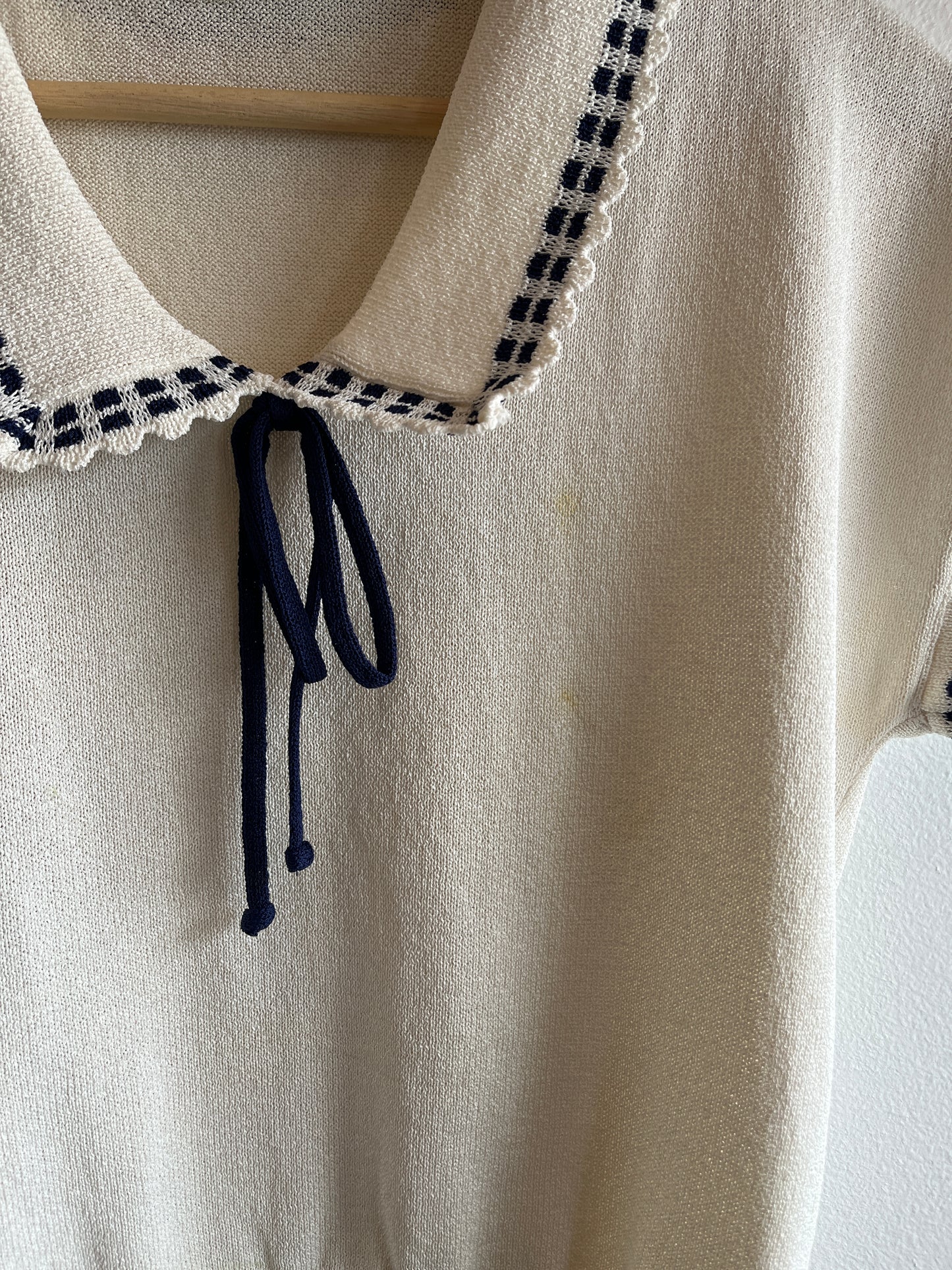 Vintage 1970’s Short Sleeve Tie-Front Sweater