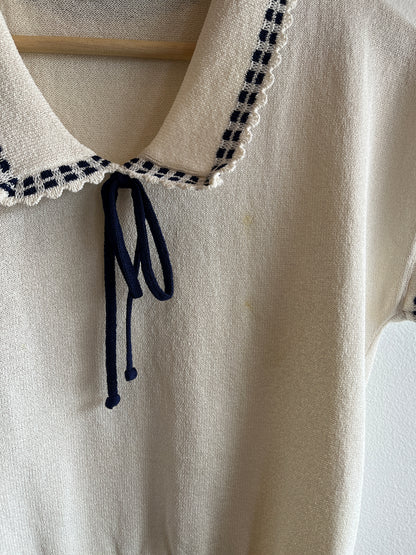 Vintage 1970’s Short Sleeve Tie-Front Sweater