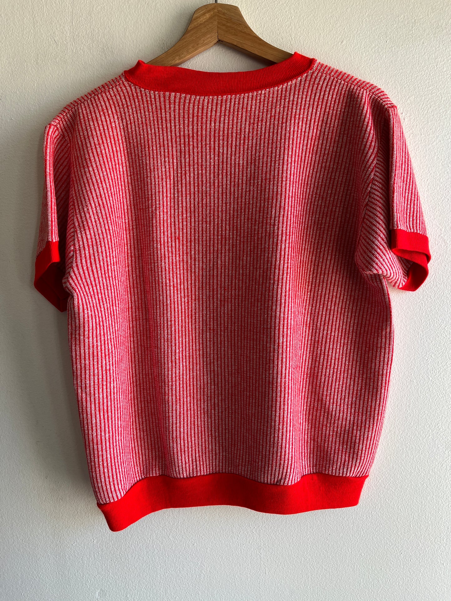 Vintage 1960’s Red Striped Short-Sleeved Sweatshirt - La Lovely Vintage 