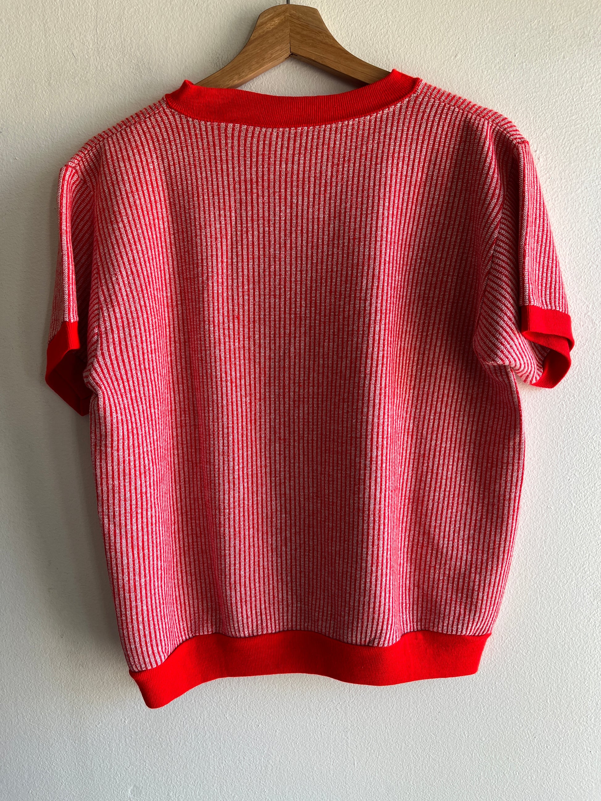 Vintage 1960’s Red Striped Short-Sleeved Sweatshirt - La Lovely Vintage 