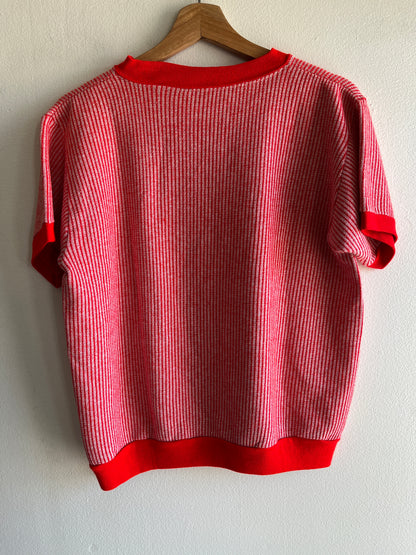 Vintage 1960’s Red Striped Short-Sleeved Sweatshirt - La Lovely Vintage 