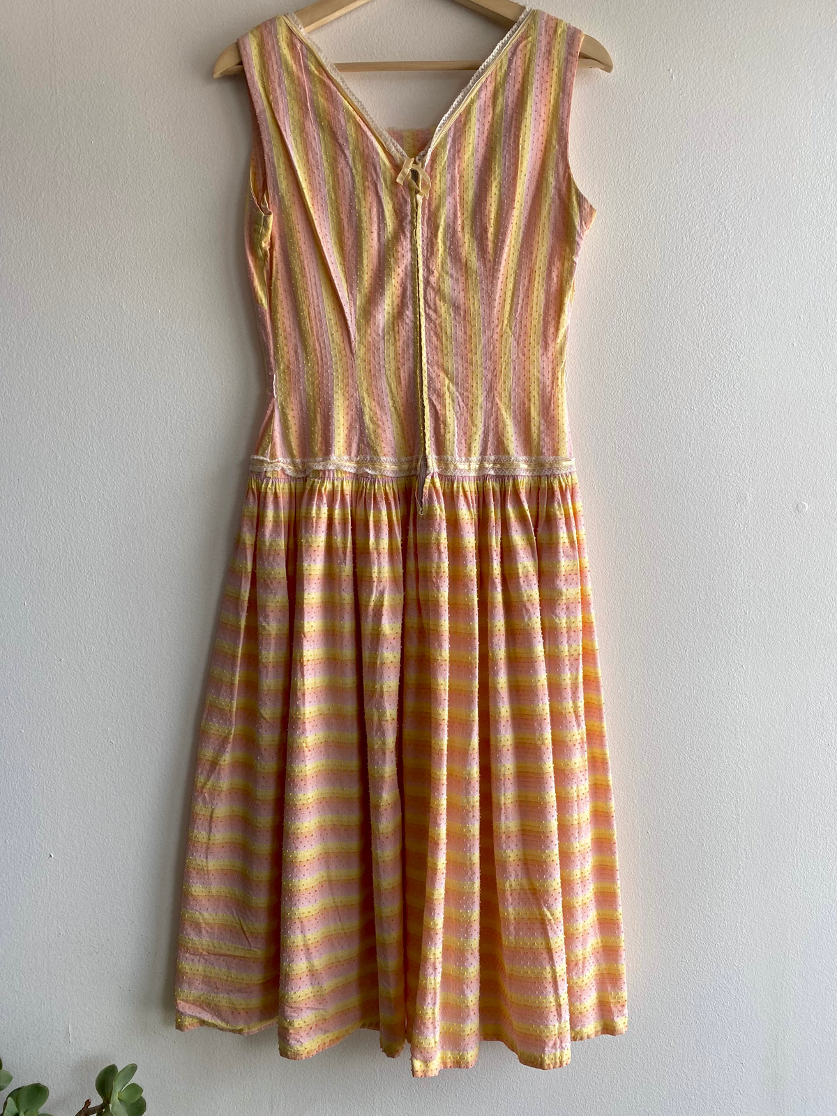 Vintage 40s/50s pinktone striped dropwaist dress - La Lovely Vintage 