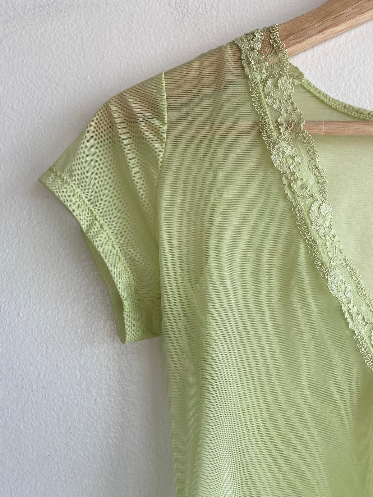 Vintage Y2K Victoria's Secret Spring Green Short-Sleeve Mesh Blouse