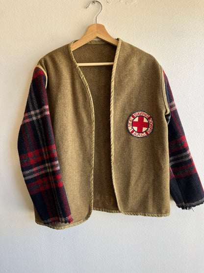 Vintage Handmade Red Cross Blanket Jacket - La Lovely Vintage 