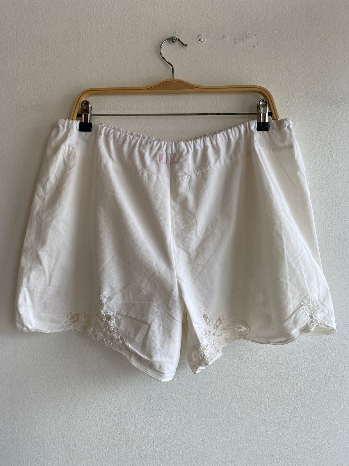 Handmade Vintage Tablecloth White Drawstring Bloomer Shorts