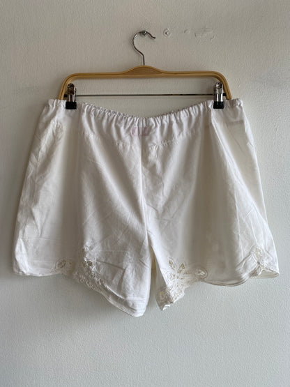 Handmade Vintage Tablecloth White Drawstring Bloomer Shorts