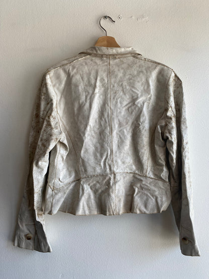 Vintage 90's XOXO White Leather Bell-Sleeve Jacket - La Lovely Vintage 