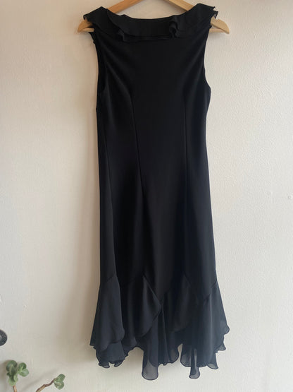 Vintage 90's S.L. Fashions Black Ruffle Dress