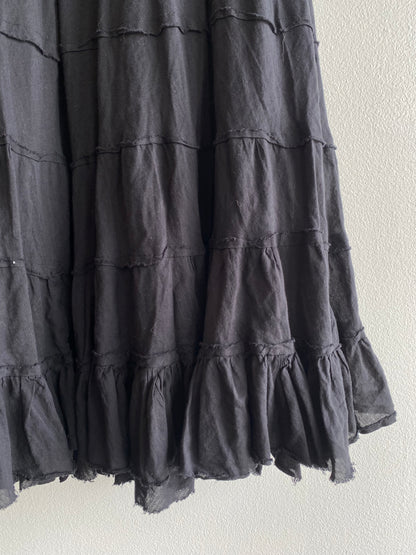 Vintage Jackpot 1990's Black Cotton Maxi Skirt
