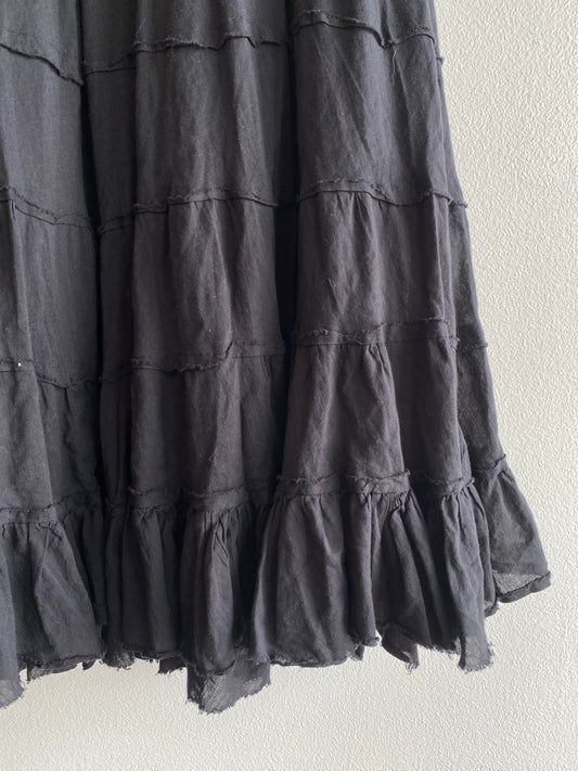 Vintage Jackpot 1990's Black Cotton Maxi Skirt