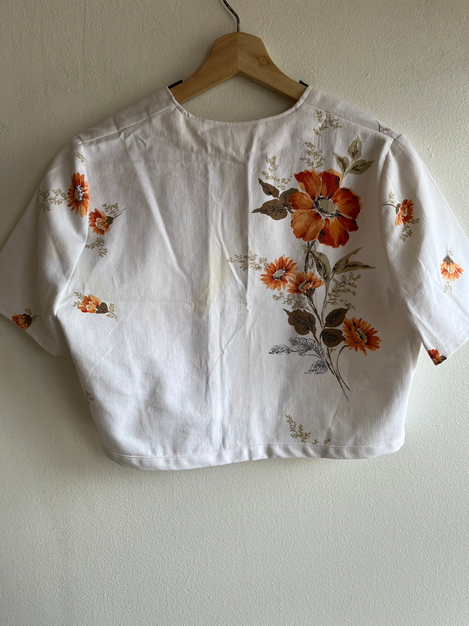 Trash Textiles - Handmade Vintage Tablecloth Tie-Front Blouse - La Lovely Vintage 