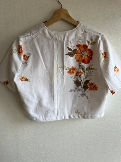 Trash Textiles - Handmade Vintage Tablecloth Tie-Front Blouse - La Lovely Vintage 