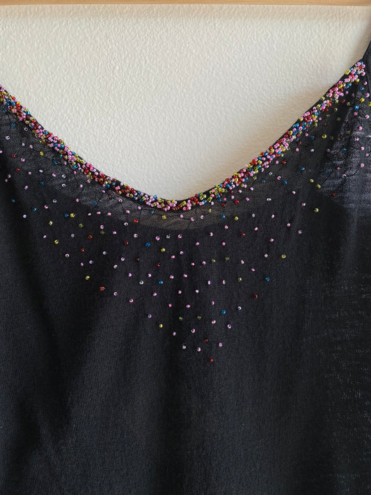Vintage Y2K black beaded wool tank - La Lovely Vintage 