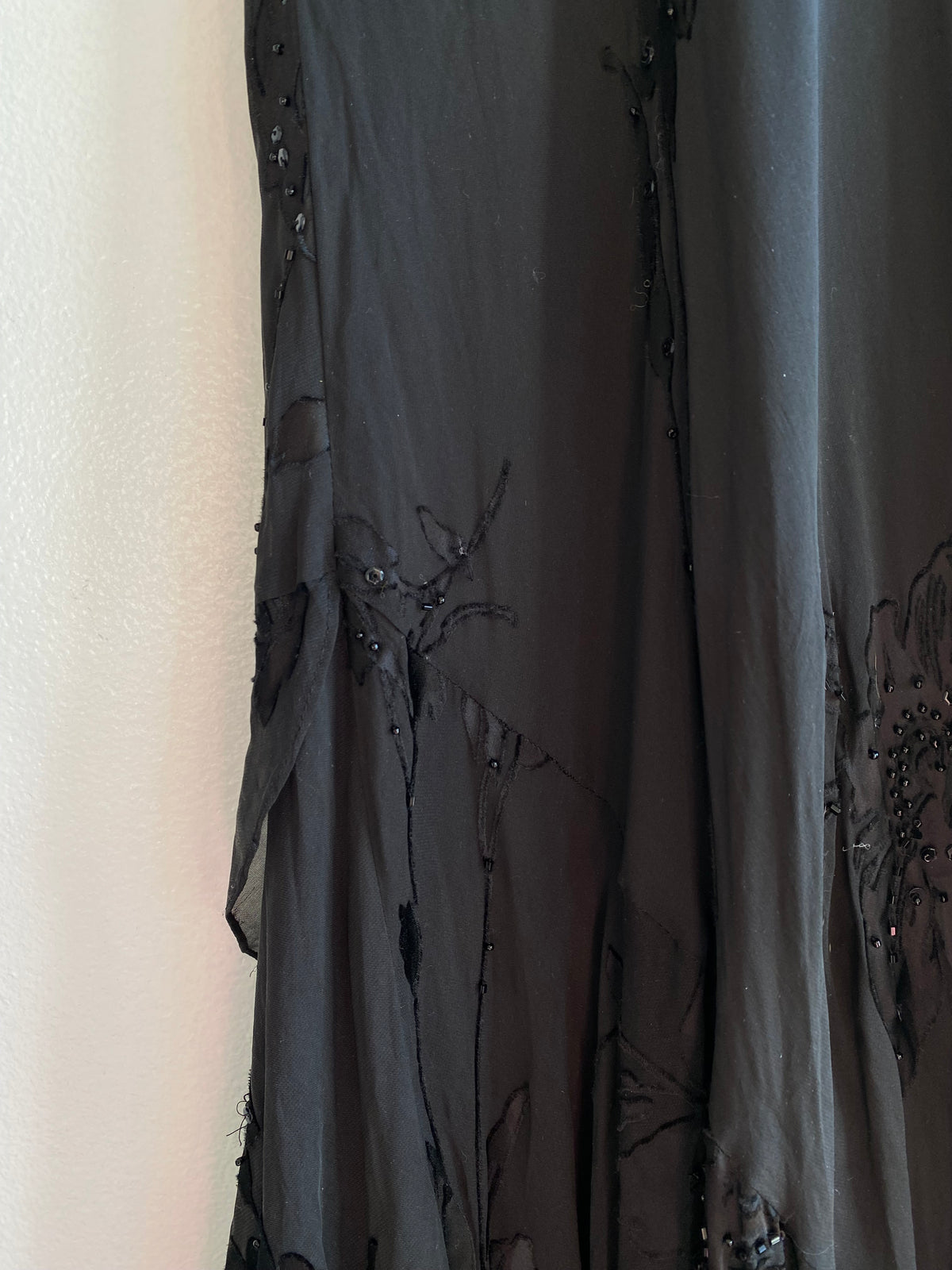 Vintage 90's Black Silk Beaded Maxi Dress