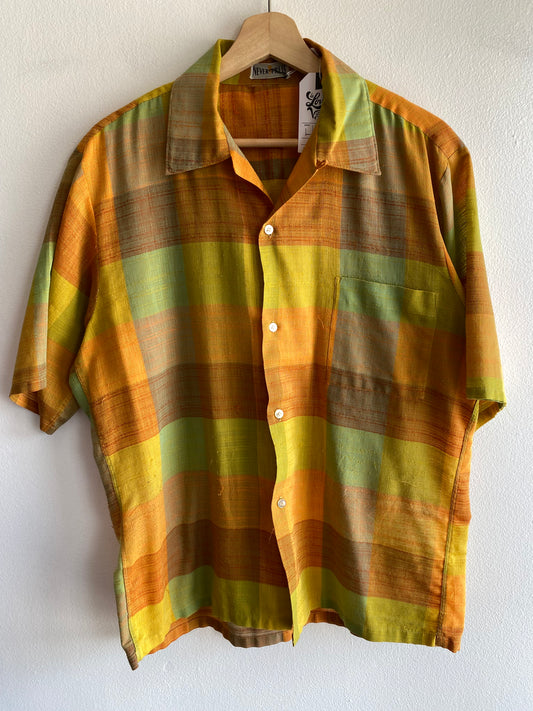 Vintage 1960/70’s Linen Loop Collar Button Up Shirt