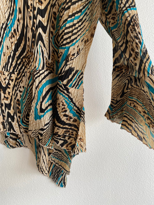 Vintage Y2K Jaipur Animal Print Bell Sleeve Blouse