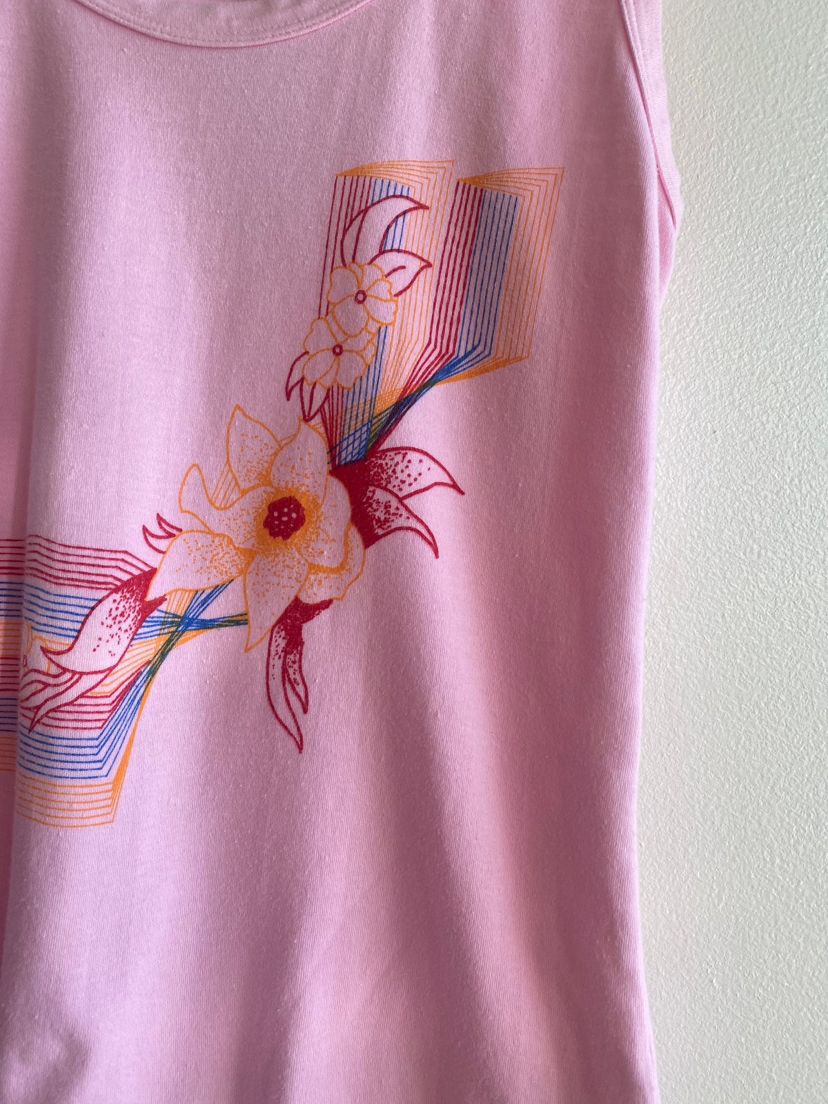 Vintage 1970’s Floral Print Tank Top in Pink