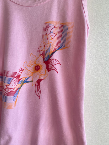 Vintage 1970’s Floral Print Tank Top in Pink